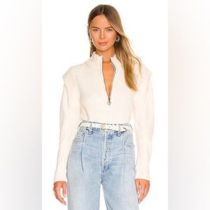 L'Academie Nonna Half Zip Sweater in Ivory